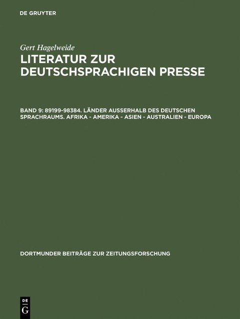 89199-98384. Länder außerhalb des deutschen Sprachraums. Afrika - Amerika - Asien - Australien - Europa - Gert Hagelweide