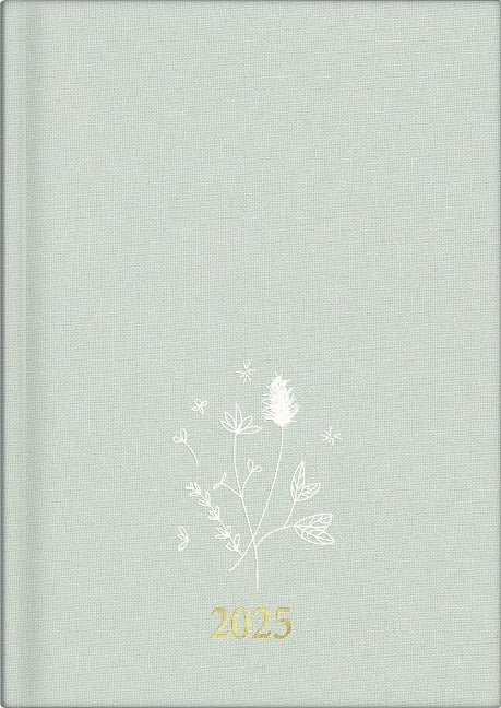 rido/idé 7021503015 Buchkalender Young Line (2025) "Wild Flowers"| 2 Seiten = 1 Woche| A5| 160 Seiten| Leinen-Einband| mint - 