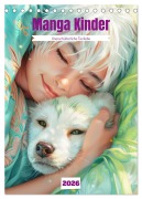 Cover-Bild zum Titel 'Manga Kinder - Unerschütterliche Tierliebe (Tischkalender 2026 DIN A5 hoch), CALVENDO Monatskalender' von 'Liselotte Brunner-Klaus'