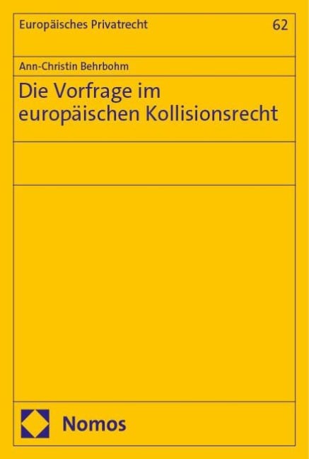 Die Vorfrage im europäischen Kollisionsrecht - Ann-Christin Behrbohm
