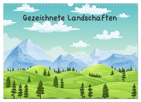 Gezeichnete Landschaften (Wandkalender 2024 DIN A3 quer), CALVENDO Monatskalender - Gabi Wolf
