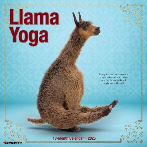 Llama Yoga 2025 12 X 12 Wall Calendar - Willow Creek Press