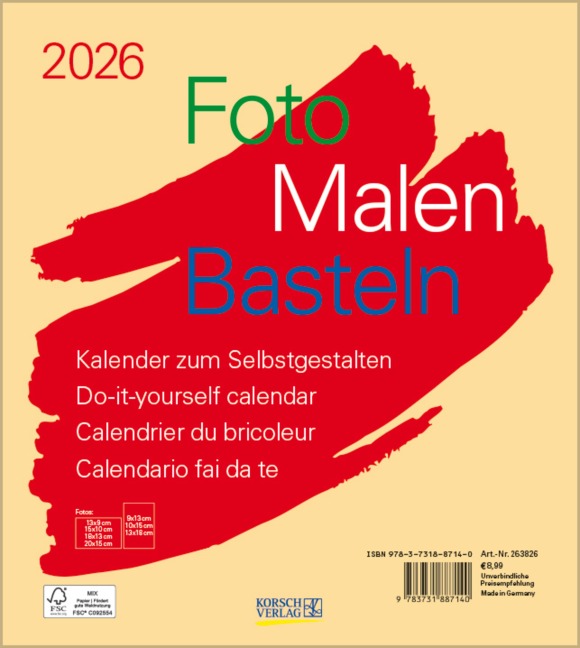 Foto-Malen-Basteln Bastelkalender beige 2026 - 