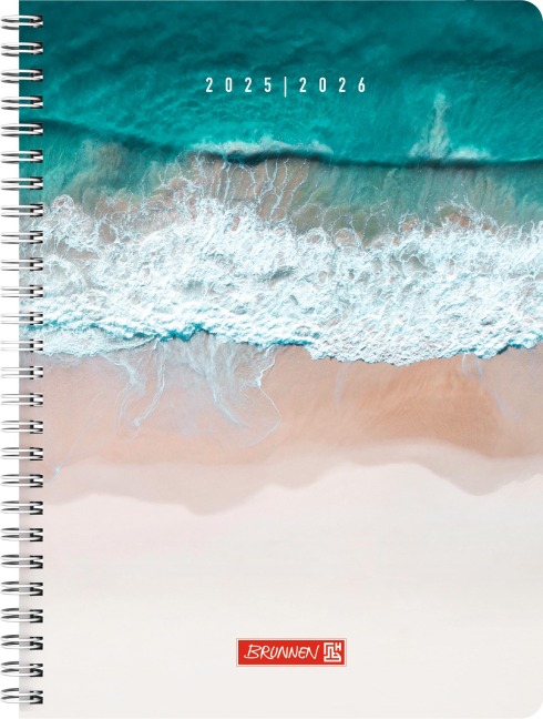 BRUNNEN Schülerkalender Style (2025/2026) "Beach Waves", 2 Seiten = 1 Woche, A5, 160 Seiten, PP-Umschlag, mehrfarbig - 