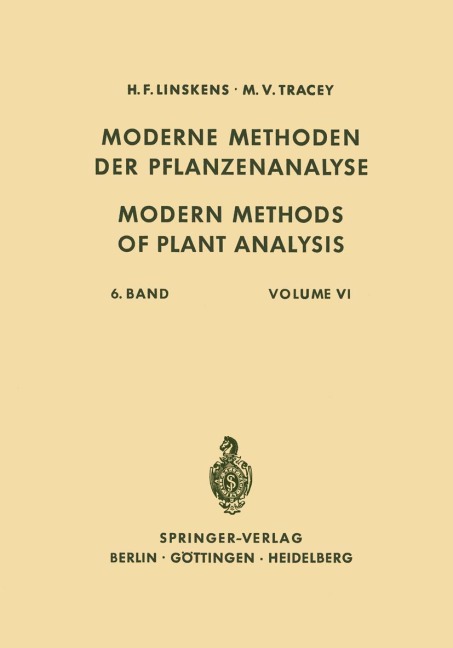 Modern Methods of Plant Analysis / Moderne Methoden der Pflanzenanalyse - H. F. Linskens, Manfred Hesse, Eduard Hofmann, J. R. Hudson, Rüdiger Knapp