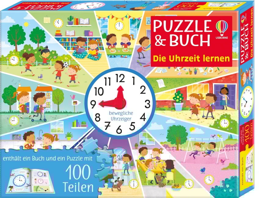 Puzzle & Buch: Die Uhrzeit lernen - 