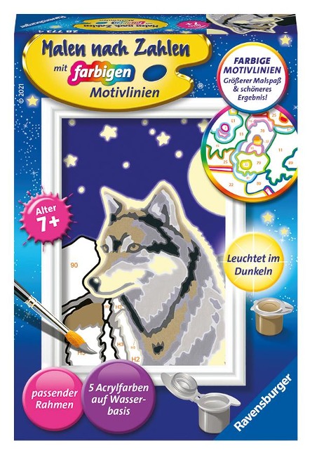 Ravensburger Malen nach Zahlen 28773 - Wolfsportrait - Kinder ab 7 Jahren - 