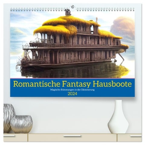 Romantische Fantasy Hausboote Magische Stimmungen in der Dämmerung (hochwertiger Premium Wandkalender 2024 DIN A2 quer), Kunstdruck in Hochglanz - Martina Marten