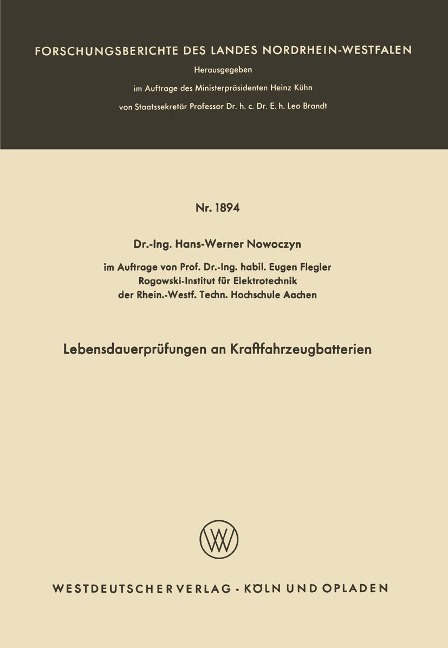 Lebensdauerprüfungen an Kraftfahrzeugbatterien - Hans-Werner Nowoczyn