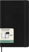 Moleskine 12 Monate Wochen Notizkalender Deutsch 2025, Large/A5, 1 Wo = 1 Seite, rechts linierte Seite, Weicher Einband, Schwarz - 