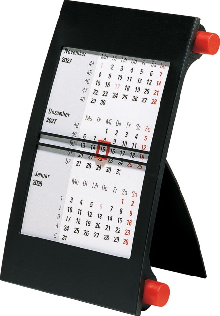 rido/idé 7038000207 3-Monats-Tischkalender 2027 90×120 mm, rot/schwarz - 
