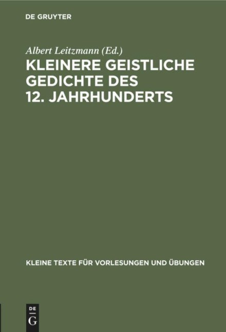 Kleinere geistliche Gedichte des 12. Jahrhunderts - 