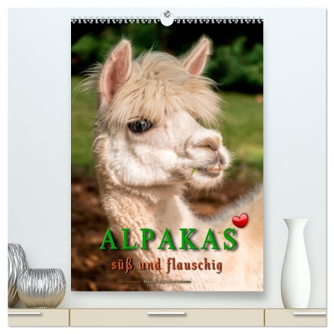 Alpakas - süß und flauschig (hochwertiger Premium Wandkalender 2025 DIN A2 hoch), Kunstdruck in Hochglanz - Peter Roder