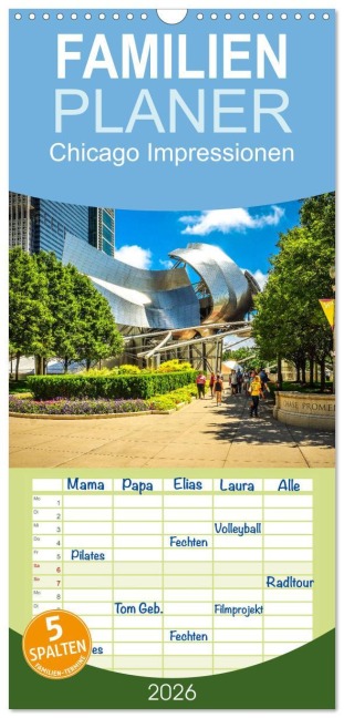 Familienplaner 2026 - Chicago Impressionen mit 5 Spalten (Wandkalender, 21 x 45 cm) CALVENDO - Dirk Meutzner