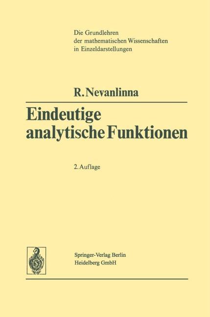 Eindeutige Analytische Funktionen - Rolf Nevanlinna