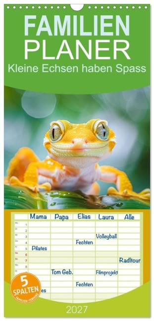 Familienplaner 2027 - Kleine Echsen haben Spass mit 5 Spalten (Wandkalender, 21 x 45 cm) CALVENDO - Steffen Gierok-Latniak