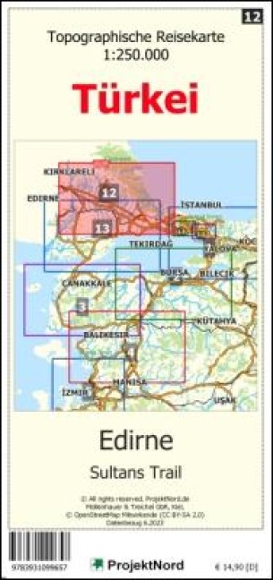 Edirne - Sultan¿s Trail - Topographische Reisekarte 1:250.000 Türkei (Blatt 12) - Jens Uwe Mollenhauer