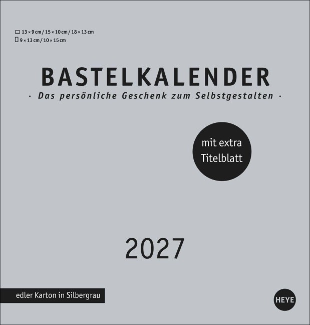 Premium-Bastelkalender silbergrau mittel 2027 - 