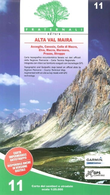 Carta n. 11. Alta valle Varaita, alta valle Maira. Carta dei sentieri e stradale 1:25.000 - 