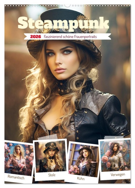 Steampunk. Faszinierend schöne Frauenportraits (Wandkalender 2026 DIN A2 hoch), CALVENDO Monatskalender - Rose Hurley