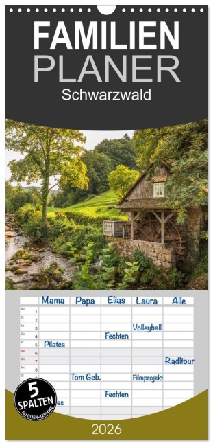 Familienplaner 2026 - Schwarzwald mit 5 Spalten (Wandkalender, 21 x 45 cm) CALVENDO - Conny Pokorny