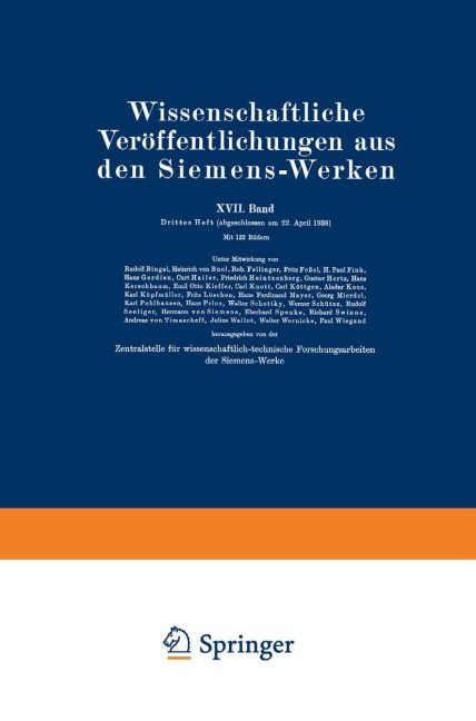 Wissenschaftliche Veröffentlichungen aus den Siemens-Werken - Rudolf Bingel, Rolf von Have, Friedrich Heintzenberg, Gustav Hertz, Kurt Illing