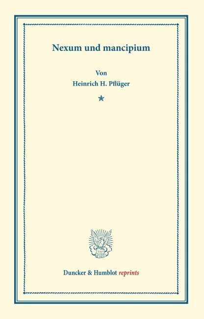 Nexum und mancipium. - Heinrich H. Pflüger