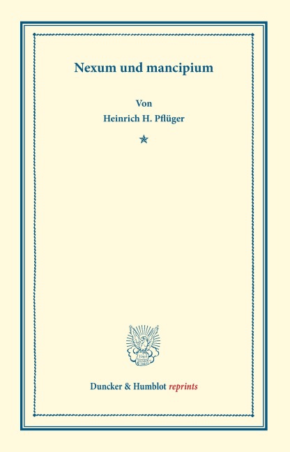 Nexum und mancipium. - Heinrich H. Pflüger