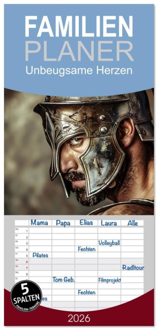 Familienplaner 2026 - Unbeugsame Herzen mit 5 Spalten (Wandkalender, 21 x 45 cm) CALVENDO - Daniela Tapper