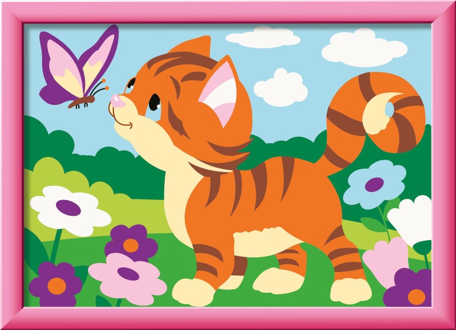 CreArt, Malen nach Zahlen Kinder - Kätzchen im Garten - 