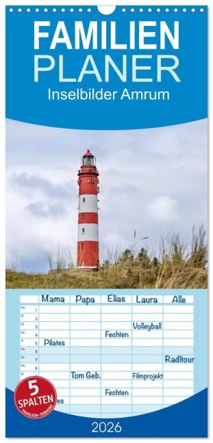 Familienplaner 2026 - Inselbilder Amrum mit 5 Spalten (Wandkalender, 21 x 45 cm) CALVENDO - Bianka Bondiek