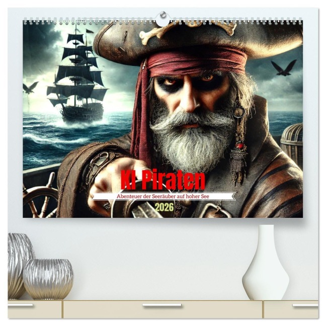 KI Piraten - Abenteuer der Seeräuber auf hoher See (hochwertiger Premium Wandkalender 2026 DIN A2 quer), Kunstdruck in Hochglanz - Claudia Schimmack