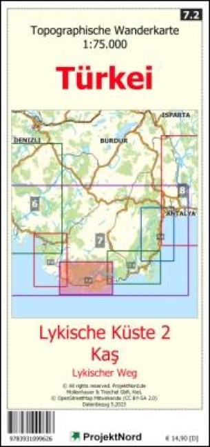 Lykische Küste 2 - Ka¿ - Lykischer Weg - Topographische Wanderkarte 1:75.000 Türkei (Blatt 7.2) - Jens Uwe Mollenhauer