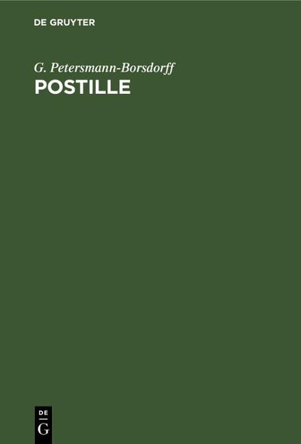 Postille - G. Petersmann-Borsdorff