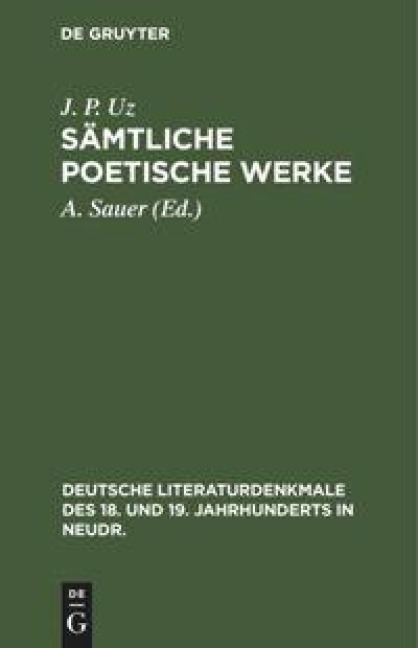 Sämtliche poetische Werke - J. P. Uz