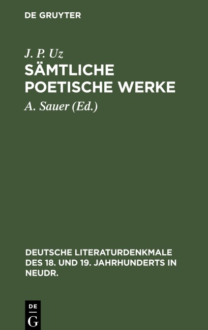 Sämtliche poetische Werke - J. P. Uz