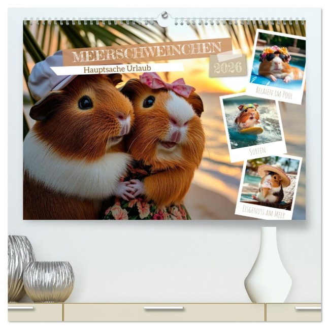 Meerschweinchen - Hauptsache Urlaub (hochwertiger Premium Wandkalender 2026 DIN A2 quer), Kunstdruck in Hochglanz - Melanie Viola