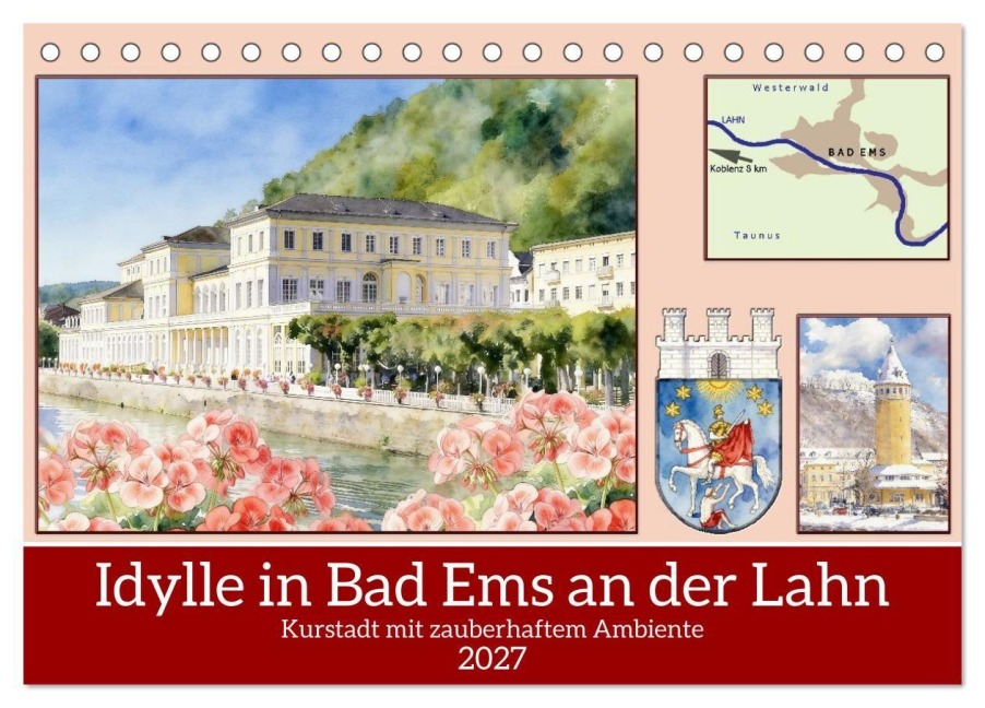 Idylle in Bad Ems an der Lahn (Tischkalender 2027 DIN A5 quer), CALVENDO Monatskalender - Claudia Kleemann