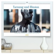 Cover-Bild zum Titel 'Tarnung und Illusion KI-Kunstvolle Verschmelzung von Körper und Umgebung (hochwertiger Premium Wandkalender 2026 DIN A2 quer), Kunstdruck in Hochglanz' von 'Claudia Schimmack'