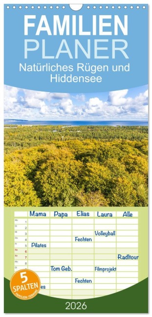Familienplaner 2026 - Natürliches Rügen und Hiddensee mit 5 Spalten (Wandkalender, 21 x 45 cm) CALVENDO - Daniel Burdach