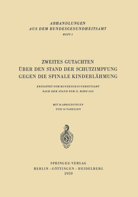 Zweites Gutachten über den Stand der Schutzimpfung gegen die Spinale Kinderlähmung - H. Brandenburg, Ernst Meier, R. Herrmann, Liselotte Grützner, K. Heicken