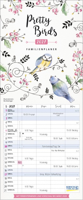 Familienplaner Pretty Birds 2027 - 