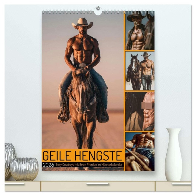 GEILE HENGSTE - Sexy Cowboys mit Ihren Pferden im Männerkalender (hochwertiger Premium Wandkalender 2026 DIN A2 hoch), Kunstdruck in Hochglanz - Mb Fotografie
