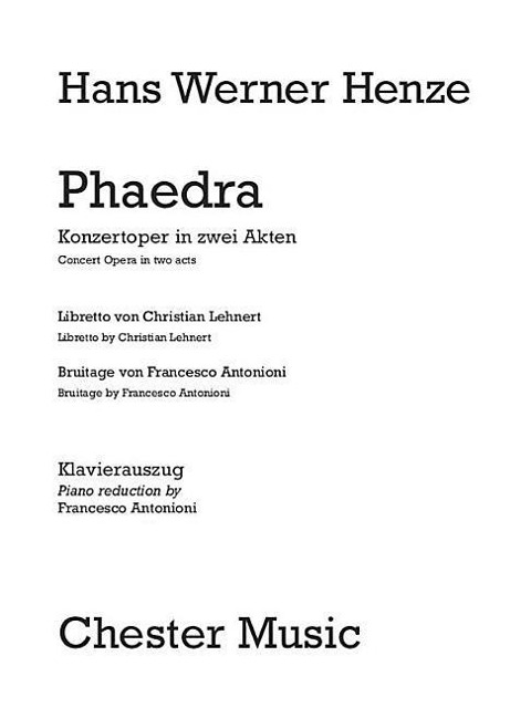 Phaedra: Vocal Score - Hans Werner Henze