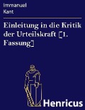 Cover-Bild zum Titel 'Einleitung in die Kritik der Urteilskraft [1. Fassung]' von 'Immanuel Kant'