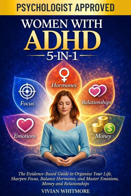 Women with ADHD 5-in-1: The Evidence-Based Guide to Organize Your Life, Sharpen Focus, Balance Hormones, and Master Emotions, Money and Relationships - Vivian Whitmore