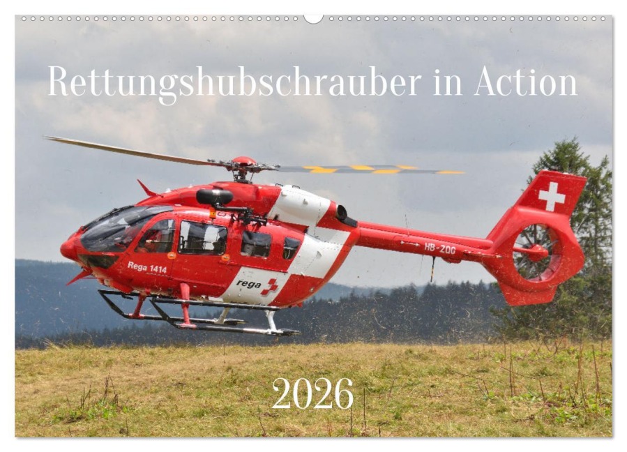 Rettungshubschrauber in Action (Wandkalender 2026 DIN A2 quer), CALVENDO Monatskalender - Matthias Merz