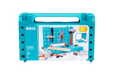 BRIO Builder 34596 Werkbank-Koffer - Perfektes Einstiegs-Set für kleine Handwerker inklusive Hammer, Schraubenzieher, Zange sowie vielen Schrauben, Muttern und weiteren Spielelementen - Empfohlen für Kinder ab 3 Jahren - 