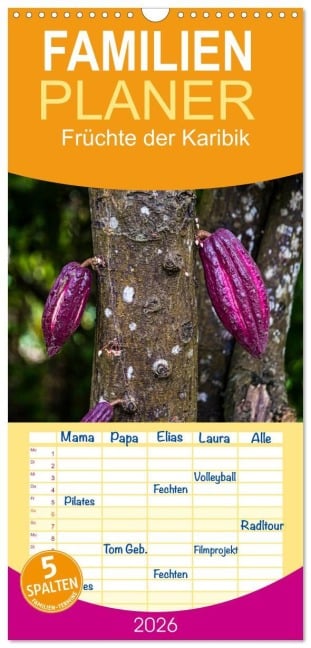 Familienplaner 2026 - Früchte der Karibik mit 5 Spalten (Wandkalender, 21 x 45 cm) CALVENDO - Georg T. Berg