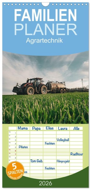Familienplaner 2026 - Agrartechnik mit 5 Spalten (Wandkalender, 21 x 45 cm) CALVENDO - Simon Witt